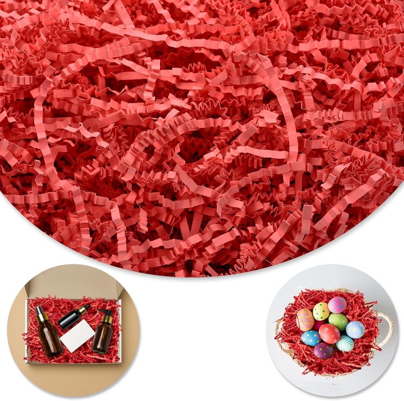Darfukei Crinkle Paper Filler, Valentine's Day Shredded Paper For Gift Baskets 1/2LB (8 oz) Red for New Year's gift Baskets Grass, Crinkle Cut Papers Shred For Birthdays, Weddings,Boxes Bags, Basket Filler ,Anniversaries,Gift Wrapping - Image 2